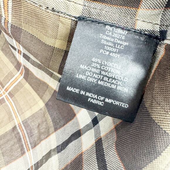 Nili Lotan Plaid Lydia Button Down Shirt Top Long Sleeve Brown Size XS NWT - Picture 9 of 12